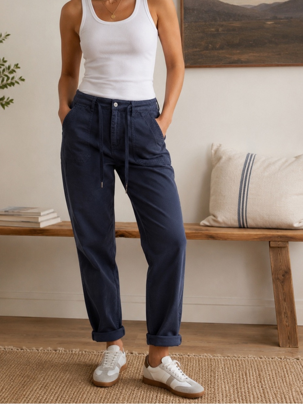 Judy Blue Garment Dyed Utility Jogger Size 13/31 Navy High Rise Stretch Tapered